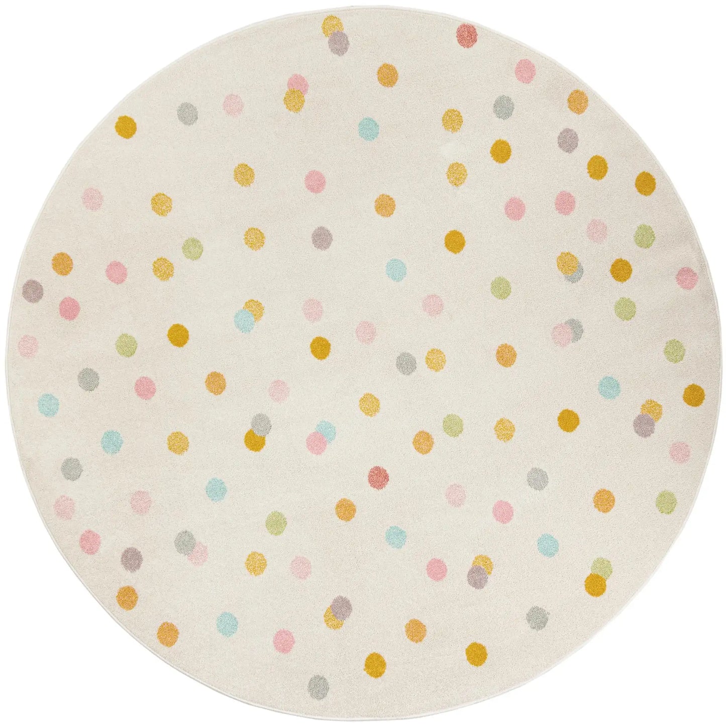 Ivory Polka Dot Round Rug