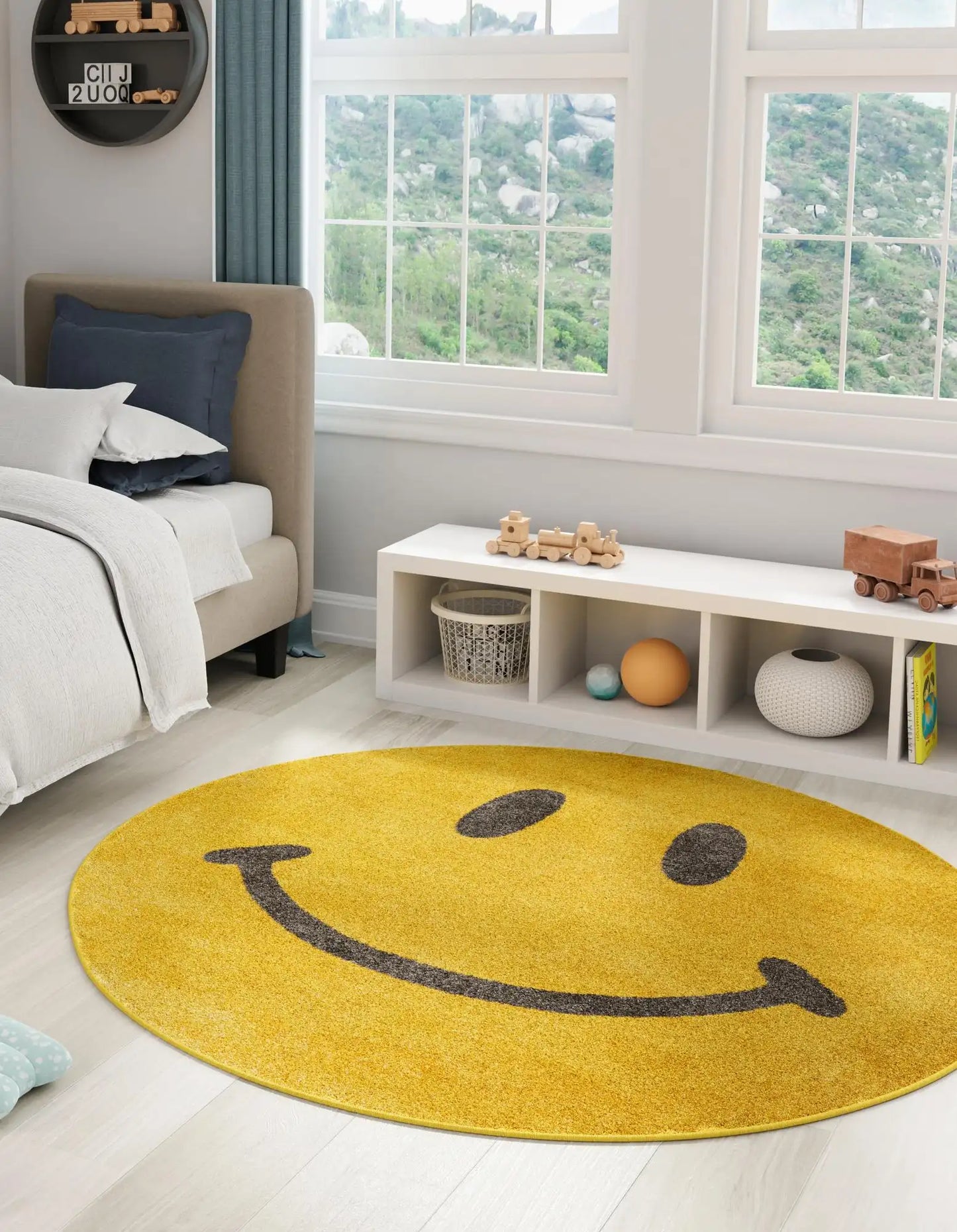Yellow "Be Happy" Rug