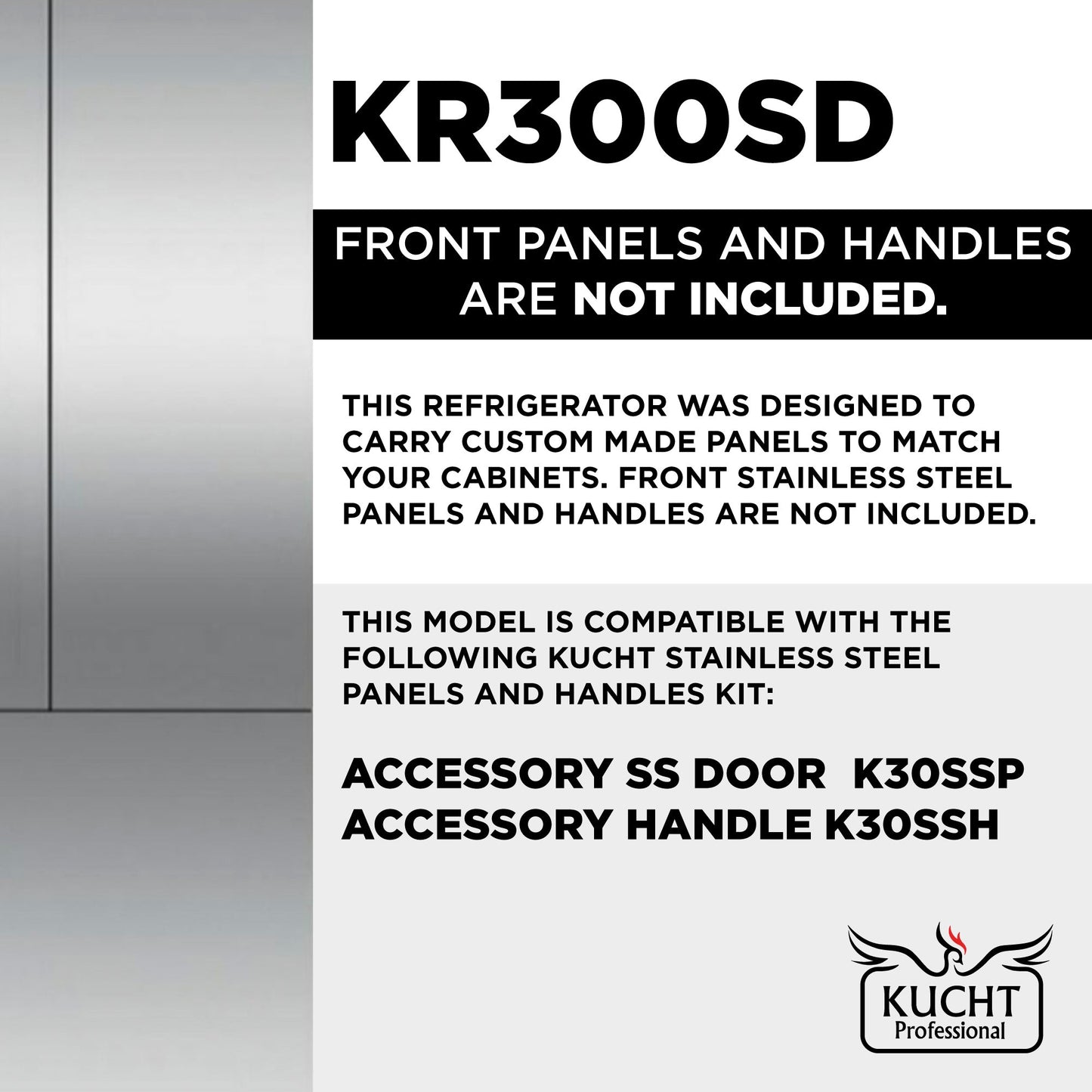 Kucht 30” Built-In, Counter Depth, Panel Ready, Single Door Refrigerator KR300SD
