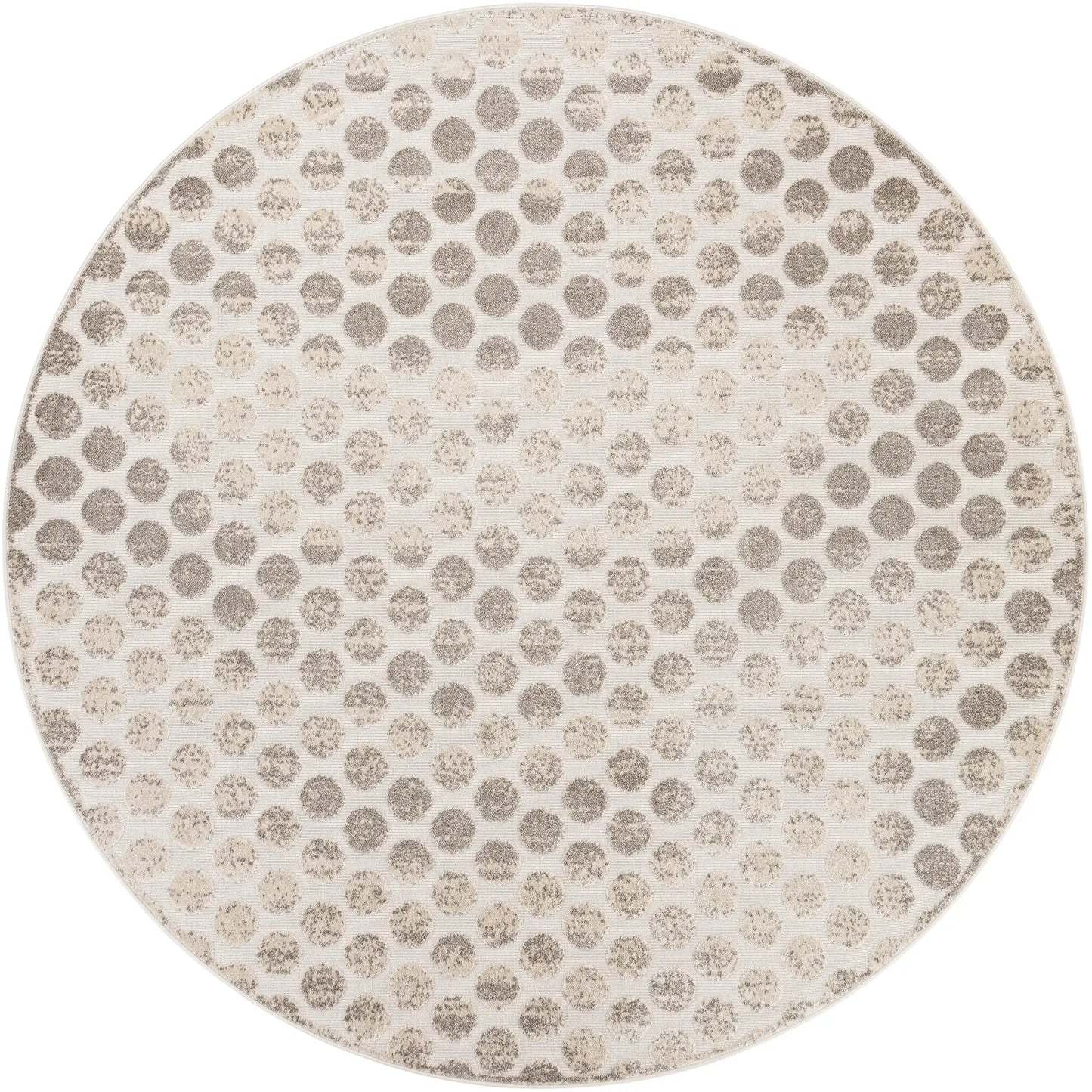 Gray Sabrina Soto Indoor/Outdoor Round Rug with Circles