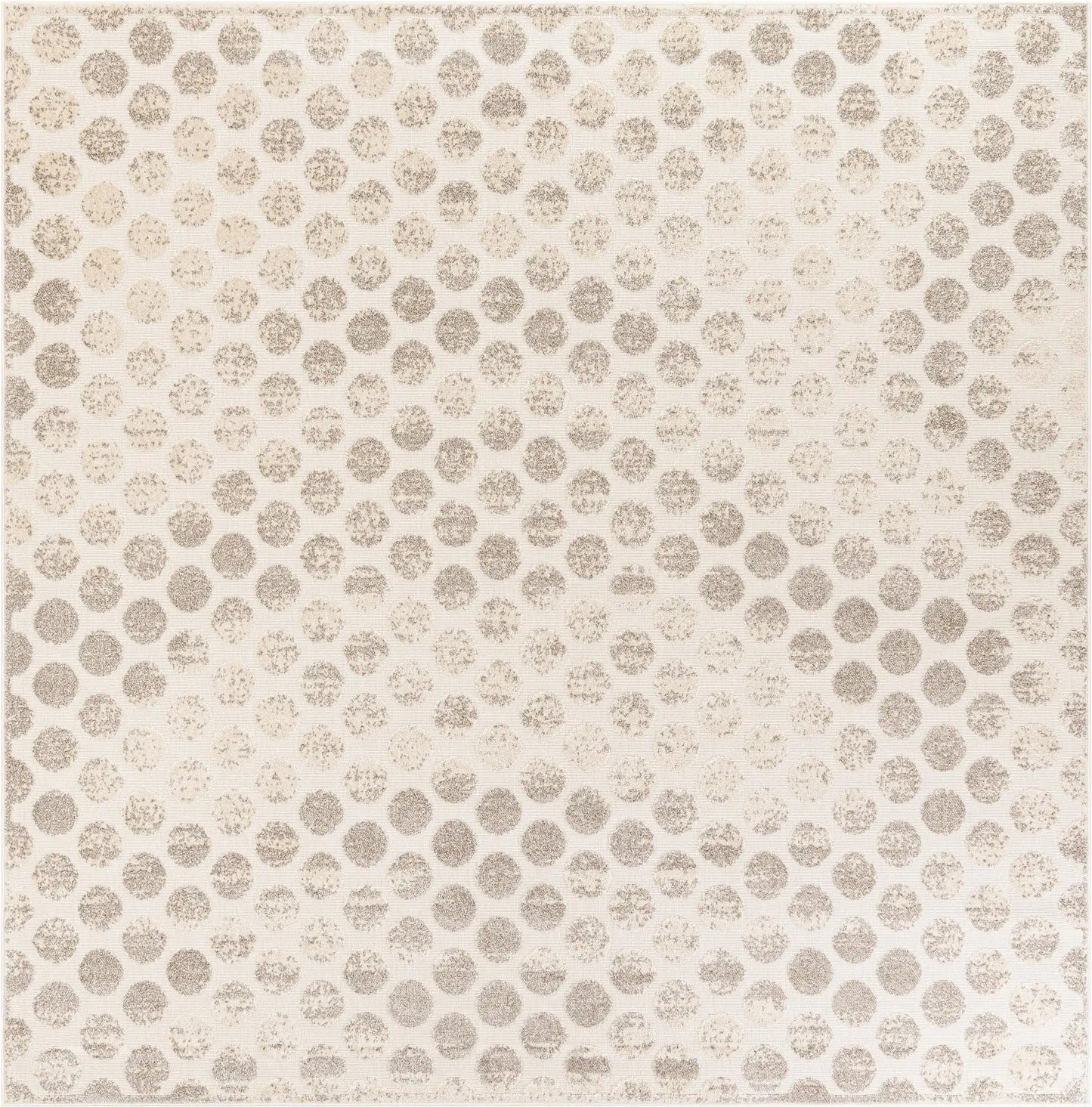 Beige and Ivory Sabrina Soto Indoor/Outdoor Square Rug with Circles