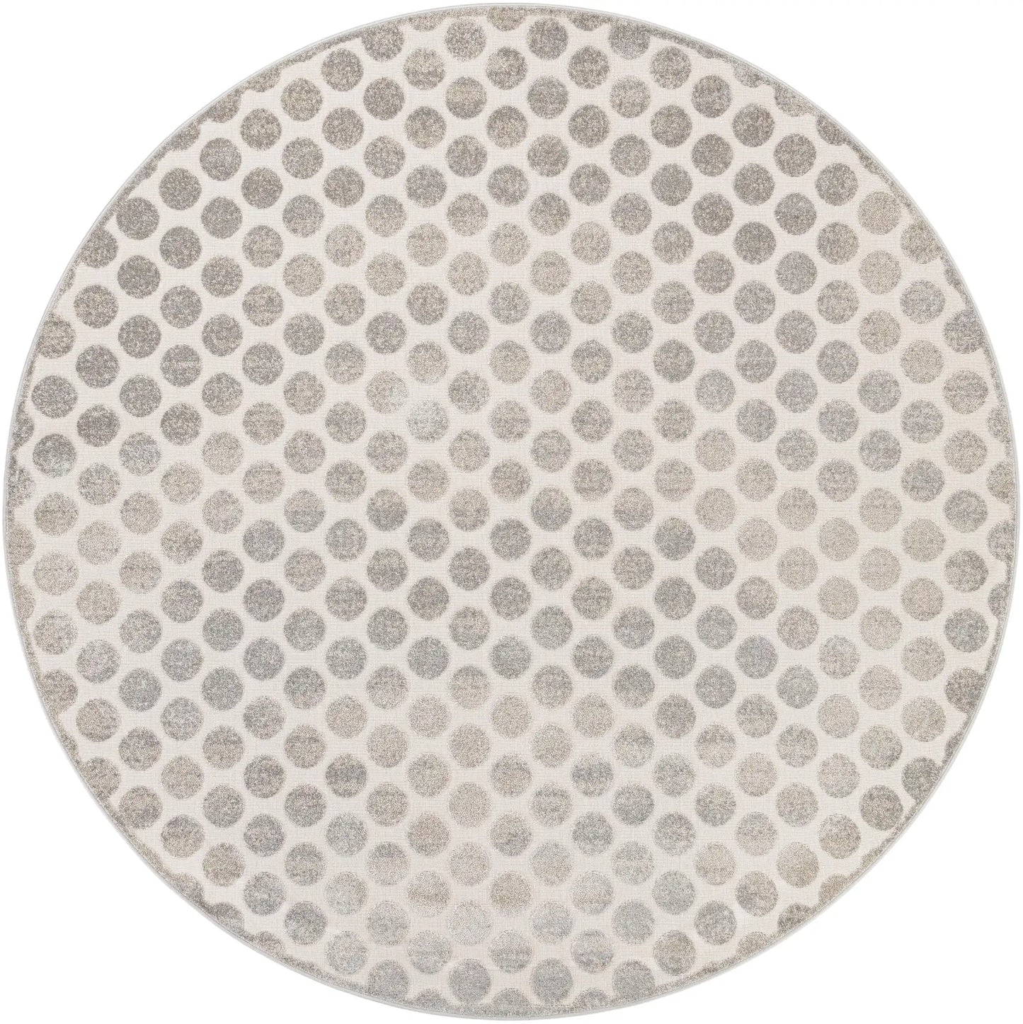 Beige and Ivory Sabrina Soto Indoor/Outdoor Round Rug with Circles