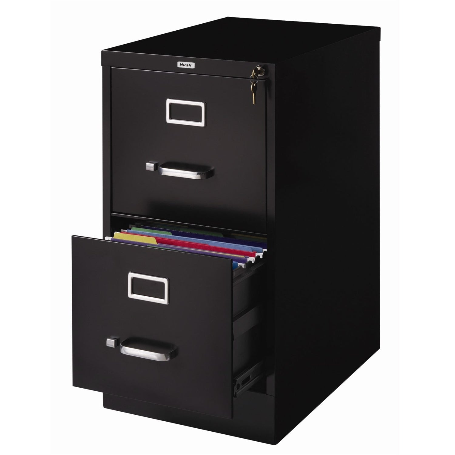 Office > Filing Cabinets - 2-Drawer Vertical Filing File Cabinet With Lock In Black Metal
