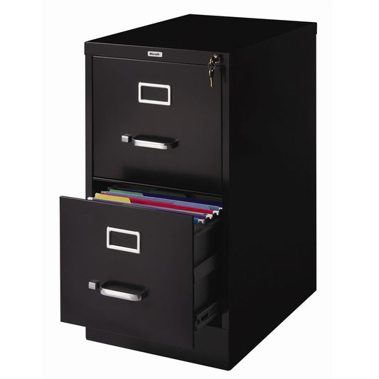 2-Drawer Vertical Filing File Cabinet with Lock in Black Metal-Novel Home