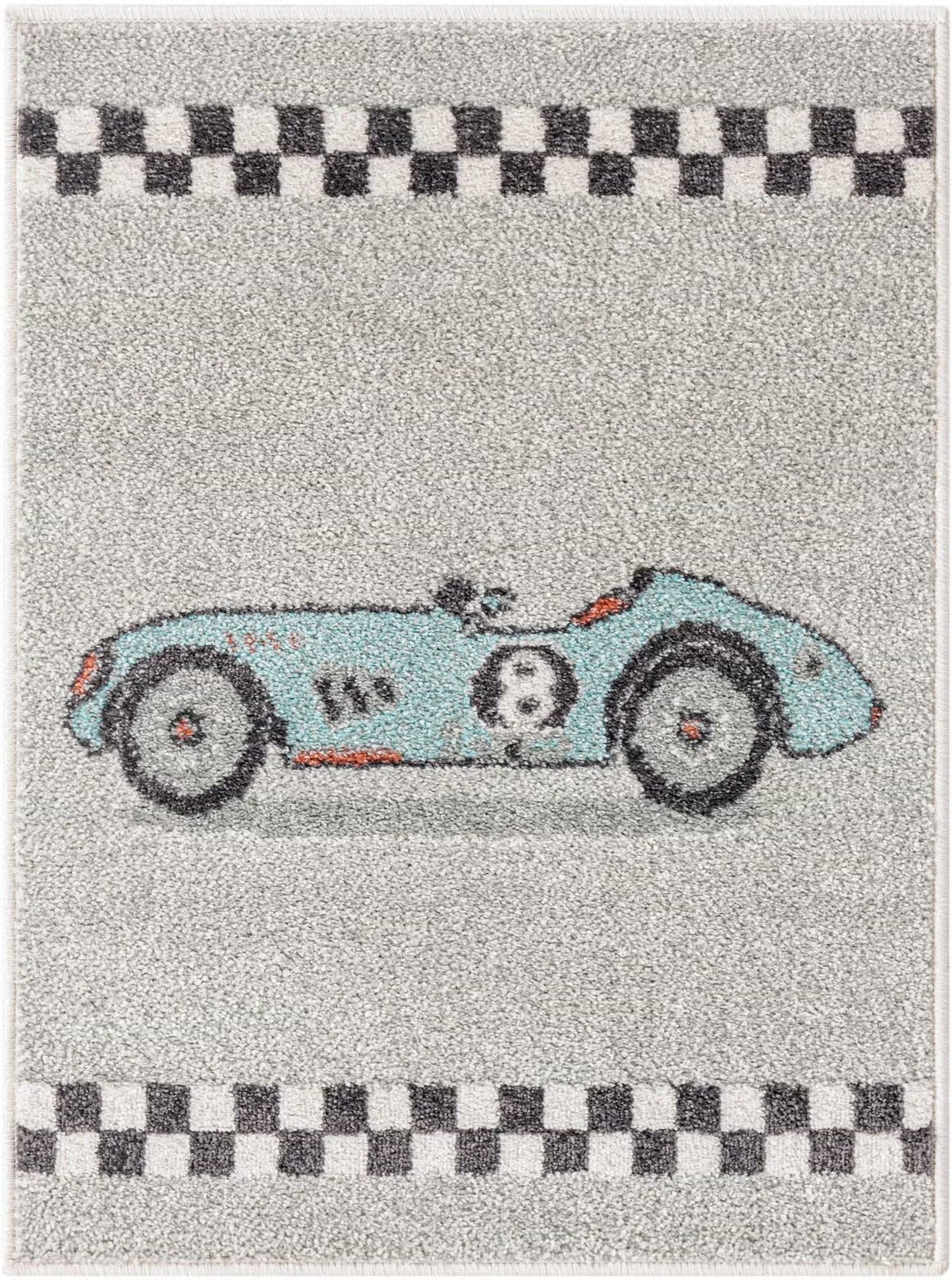 Gray Race Car Whimsy Rectangle Rug