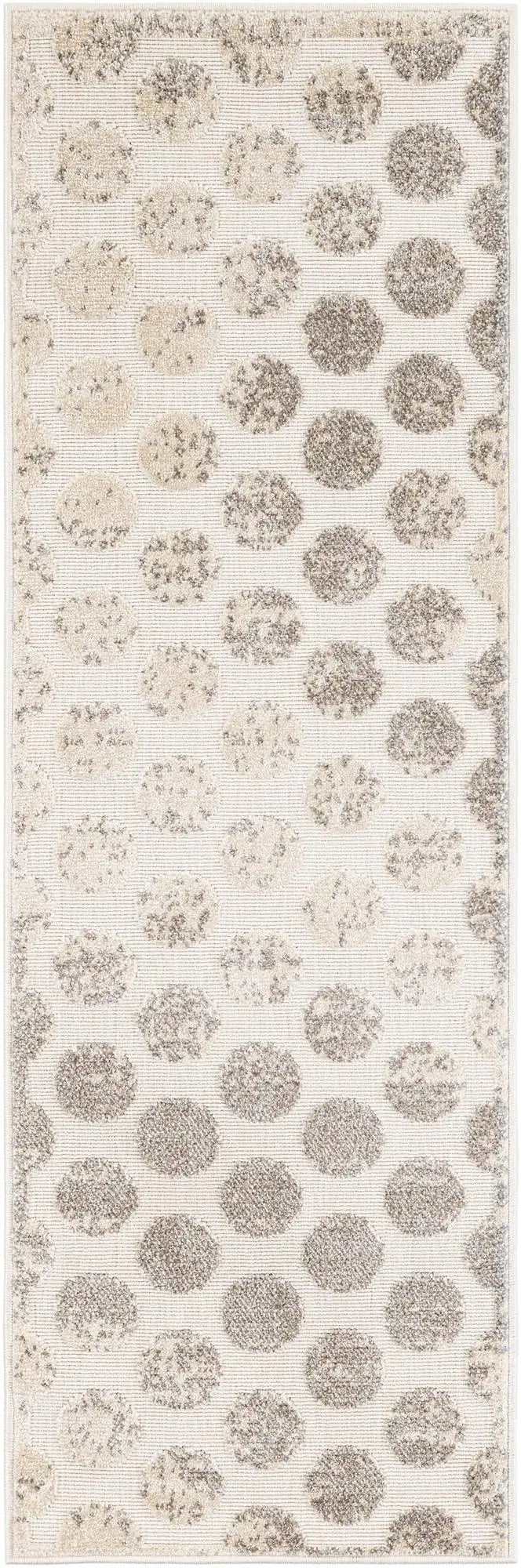 Beige and Ivory Sabrina Soto Indoor/Outdoor Runner Rug with Circles