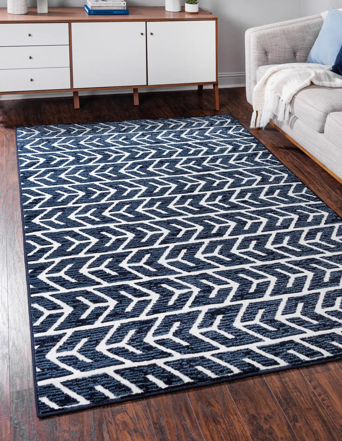 Navy Blue Sabrina Soto Indoor/Outdoor Rectangle Rug