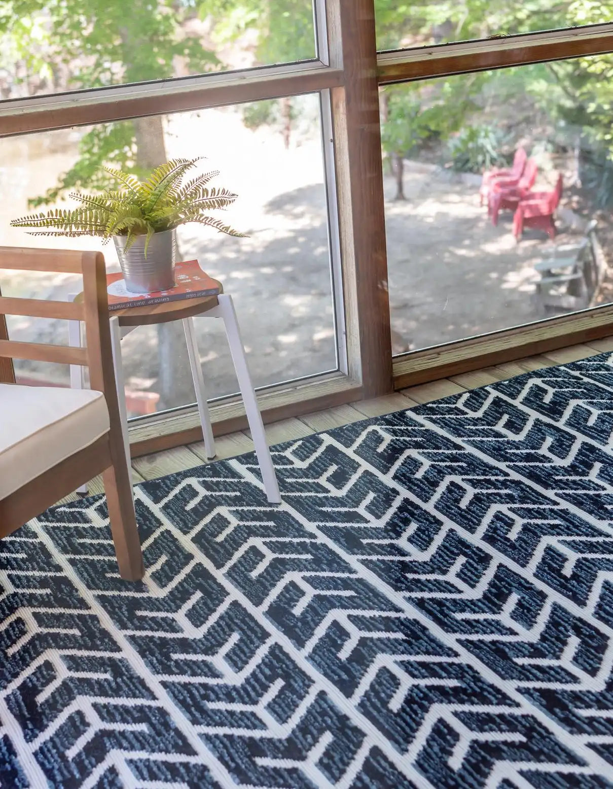 Navy Blue Sabrina Soto Indoor/Outdoor Rectangle Rug