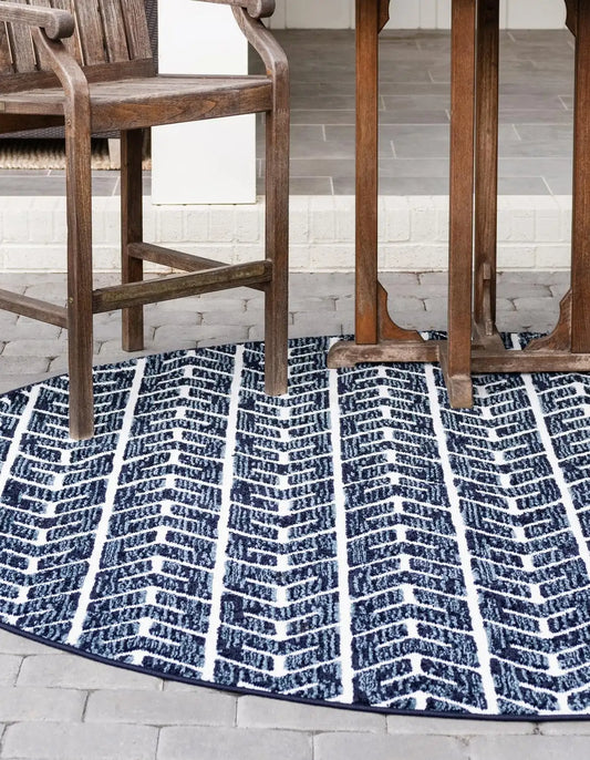 Navy Blue Sabrina Soto Indoor/Outdoor Round Rug