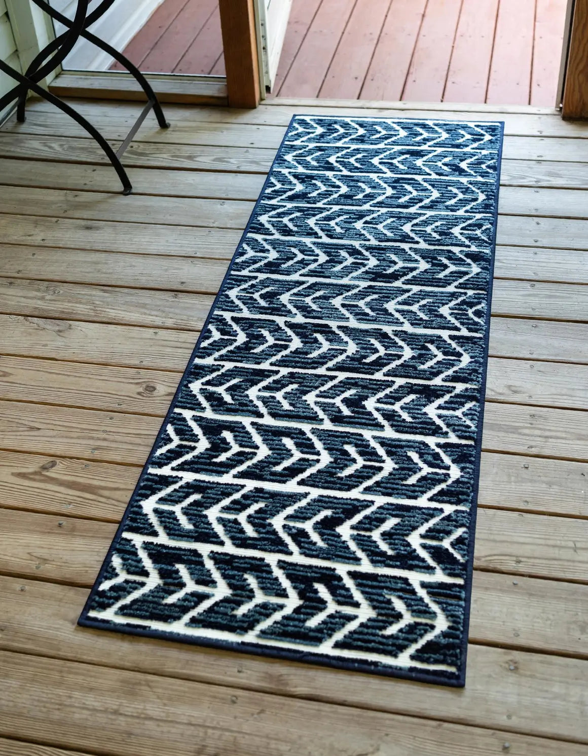 Navy Blue Sabrina Soto Indoor/Outdoor Runner Rug