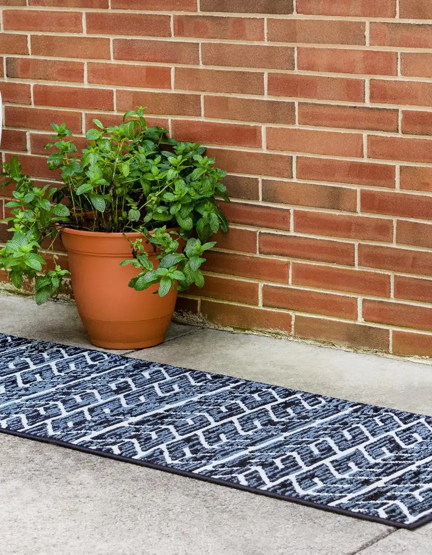 Navy Blue Sabrina Soto Indoor/Outdoor Runner Rug