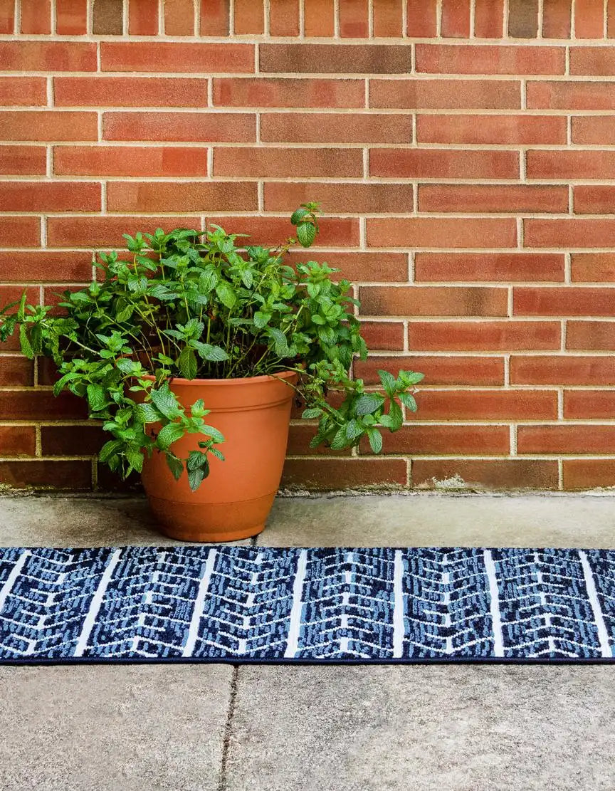 Navy Blue Sabrina Soto Indoor/Outdoor Runner Rug