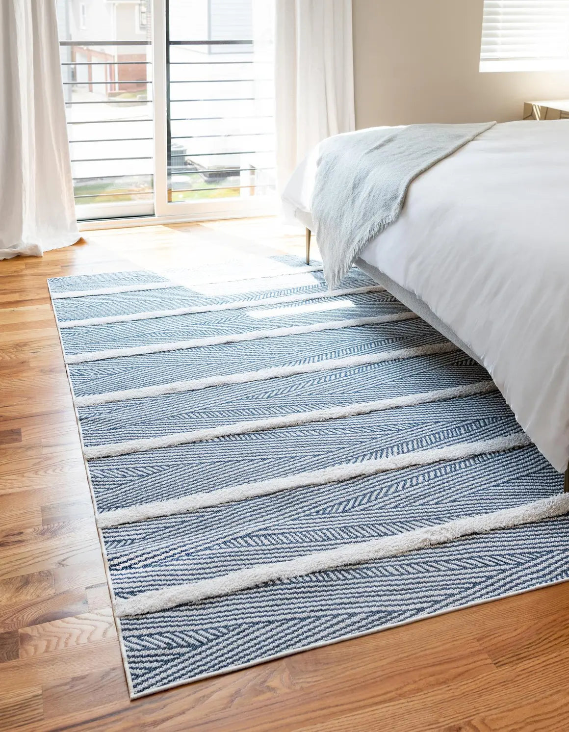 Navy Blue Sabrina Soto Casa Striped Rectangle Rug