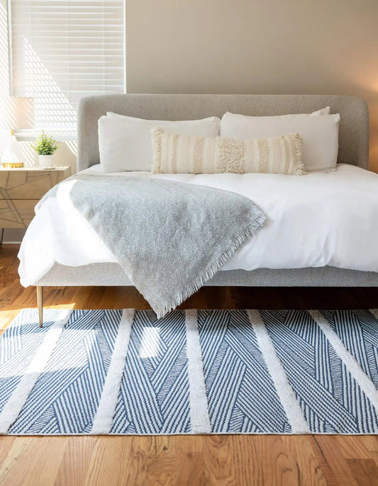 Navy Blue Sabrina Soto Casa Striped Rectangle Rug