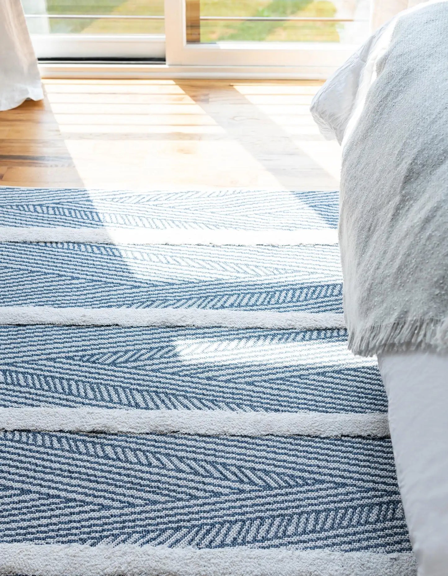 Navy Blue Sabrina Soto Casa Striped Rectangle Rug