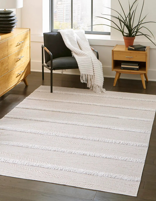 Beige Sabrina Soto Casa Striped Rectangle Rug