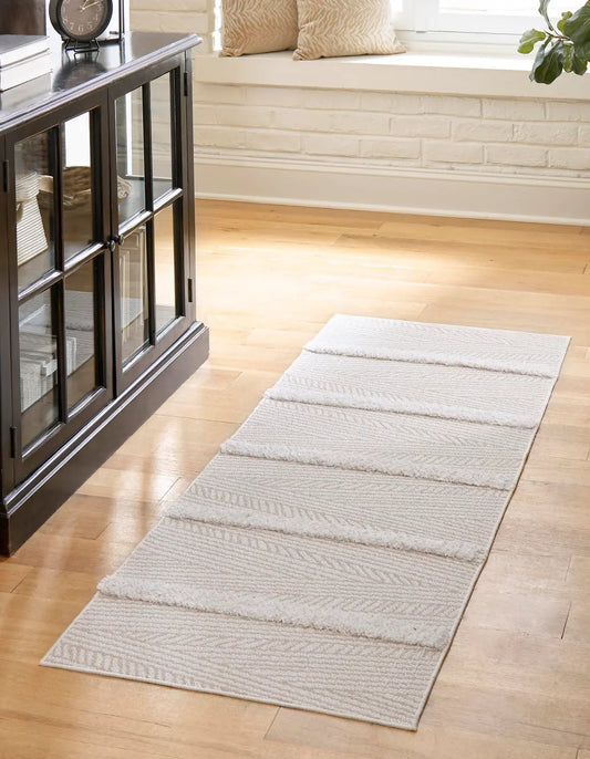 Beige Sabrina Soto Casa Striped Runner Rug