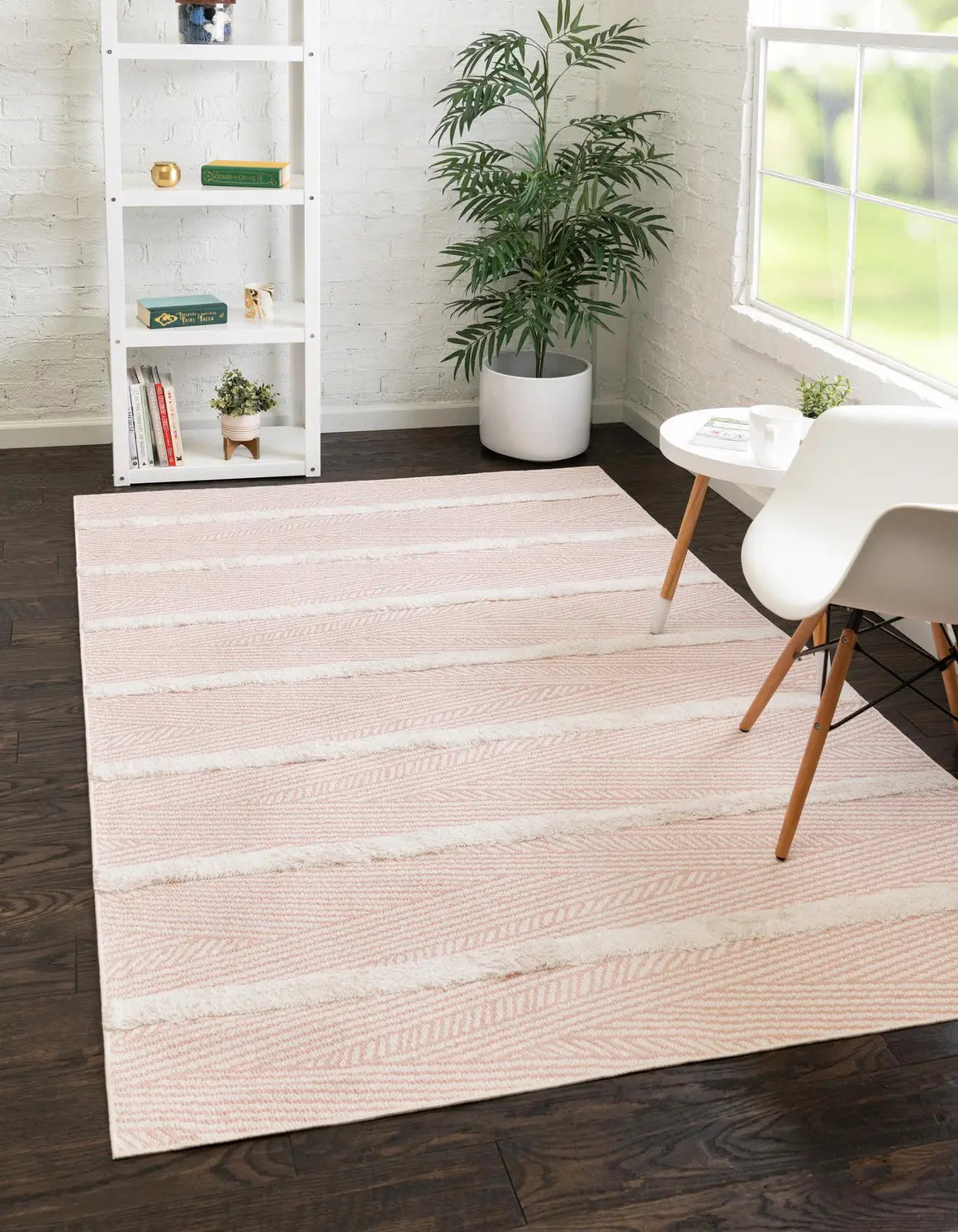 Pink Sabrina Soto Casa Striped Rectangle Rug