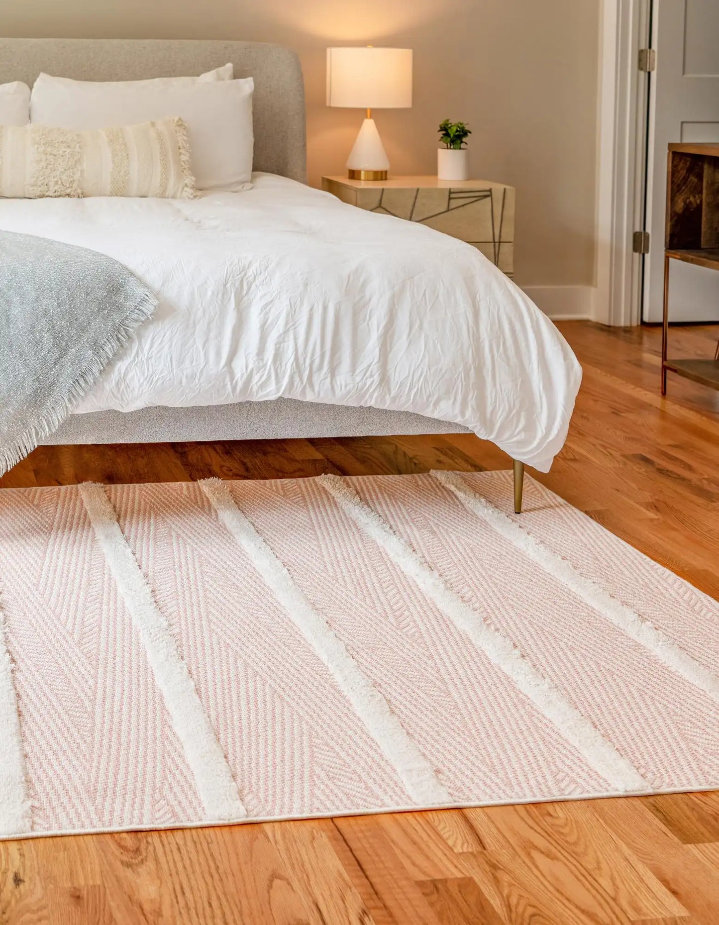 Pink Sabrina Soto Casa Striped Rectangle Rug