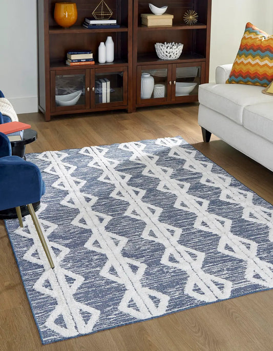 Navy Blue Sabrina Soto Casa Geometric Rectangle Rug