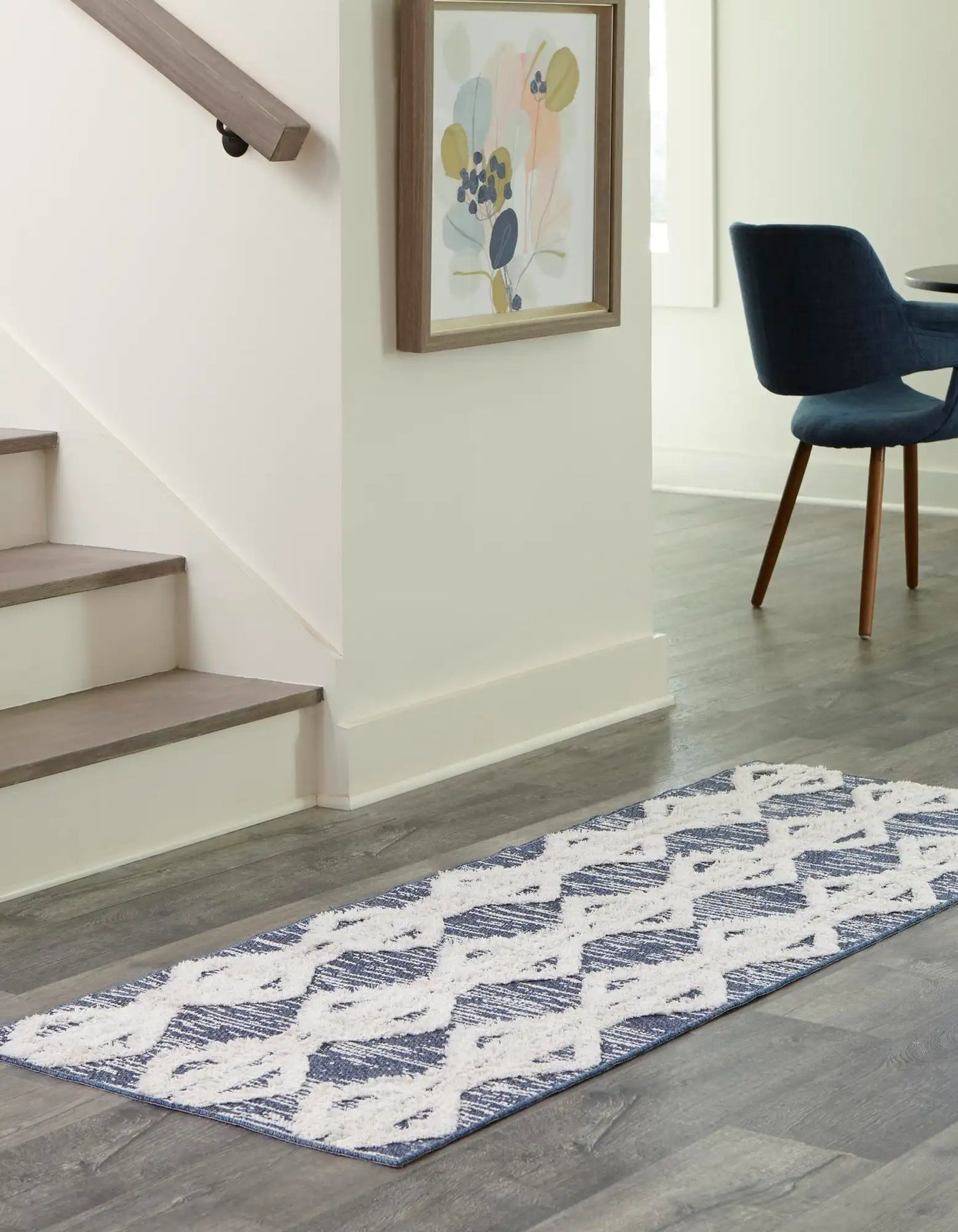 Navy Blue Sabrina Soto Casa Geometric Runner Rug