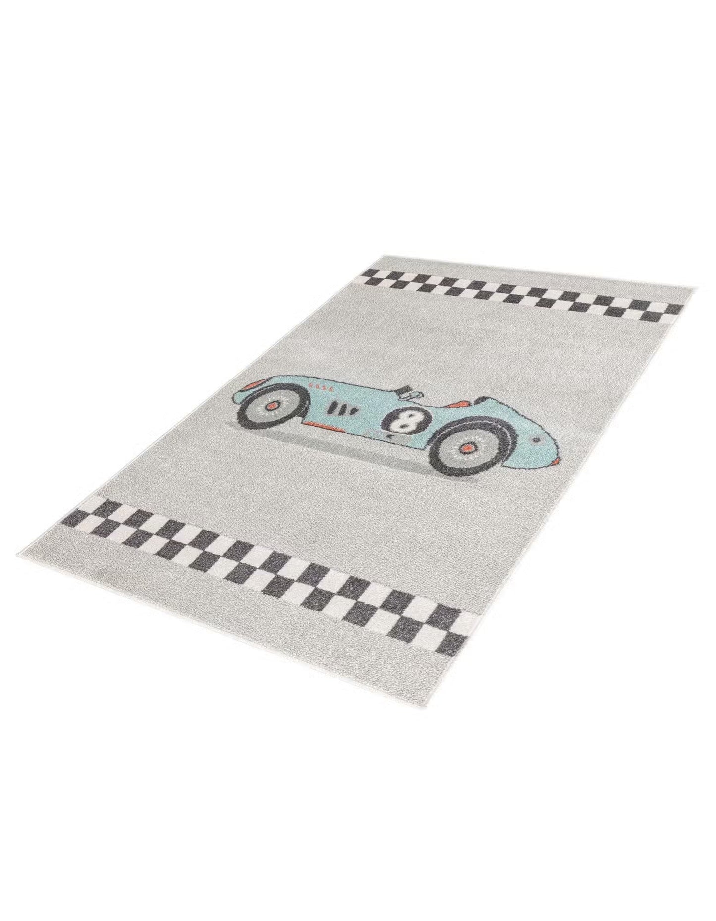 Gray Race Car Whimsy Rectangle Rug