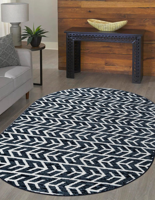 Navy Blue 5' x 8' Sabrina Soto Indoor/Outdoor Oval Rug