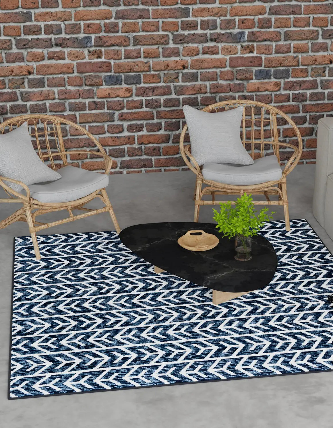 Navy Blue Sabrina Soto Indoor/Outdoor Square Rug