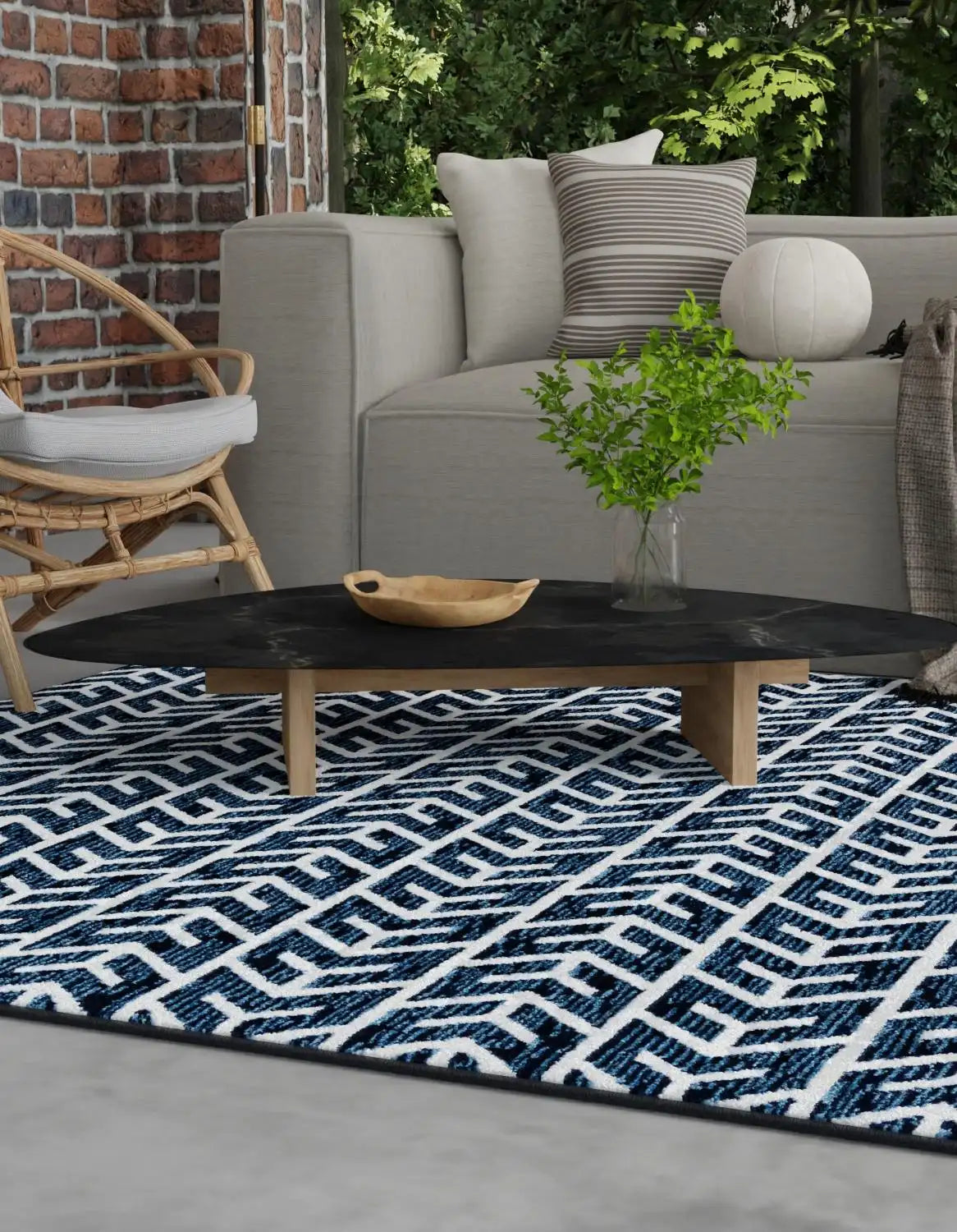 Navy Blue Sabrina Soto Indoor/Outdoor Square Rug