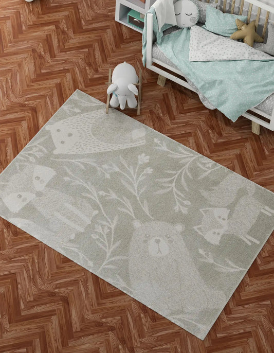 Gray Animals Whimsy Rectangle Rug