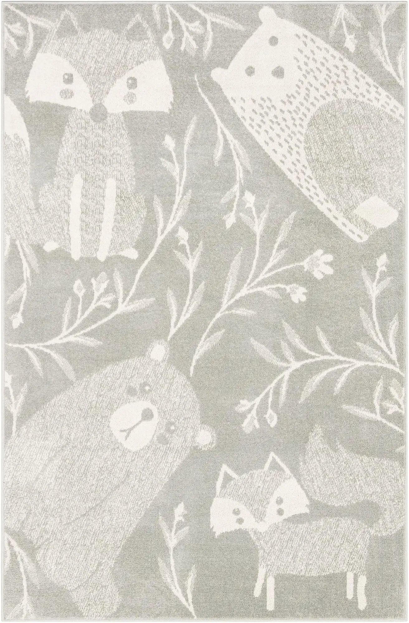 Gray Animals Whimsy Rectangle Rug