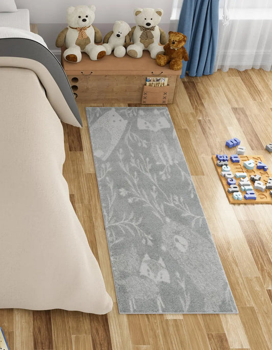 Gray Animals Whimsy Runner Rug