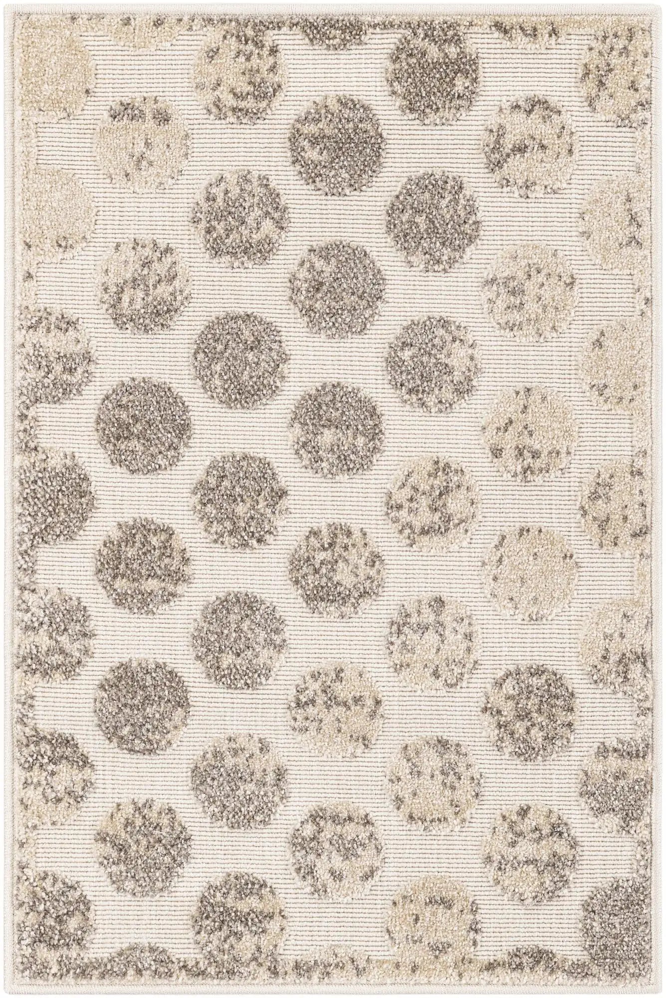 Beige and Ivory Sabrina Soto Indoor/Outdoor Rectangle Rug with Circles