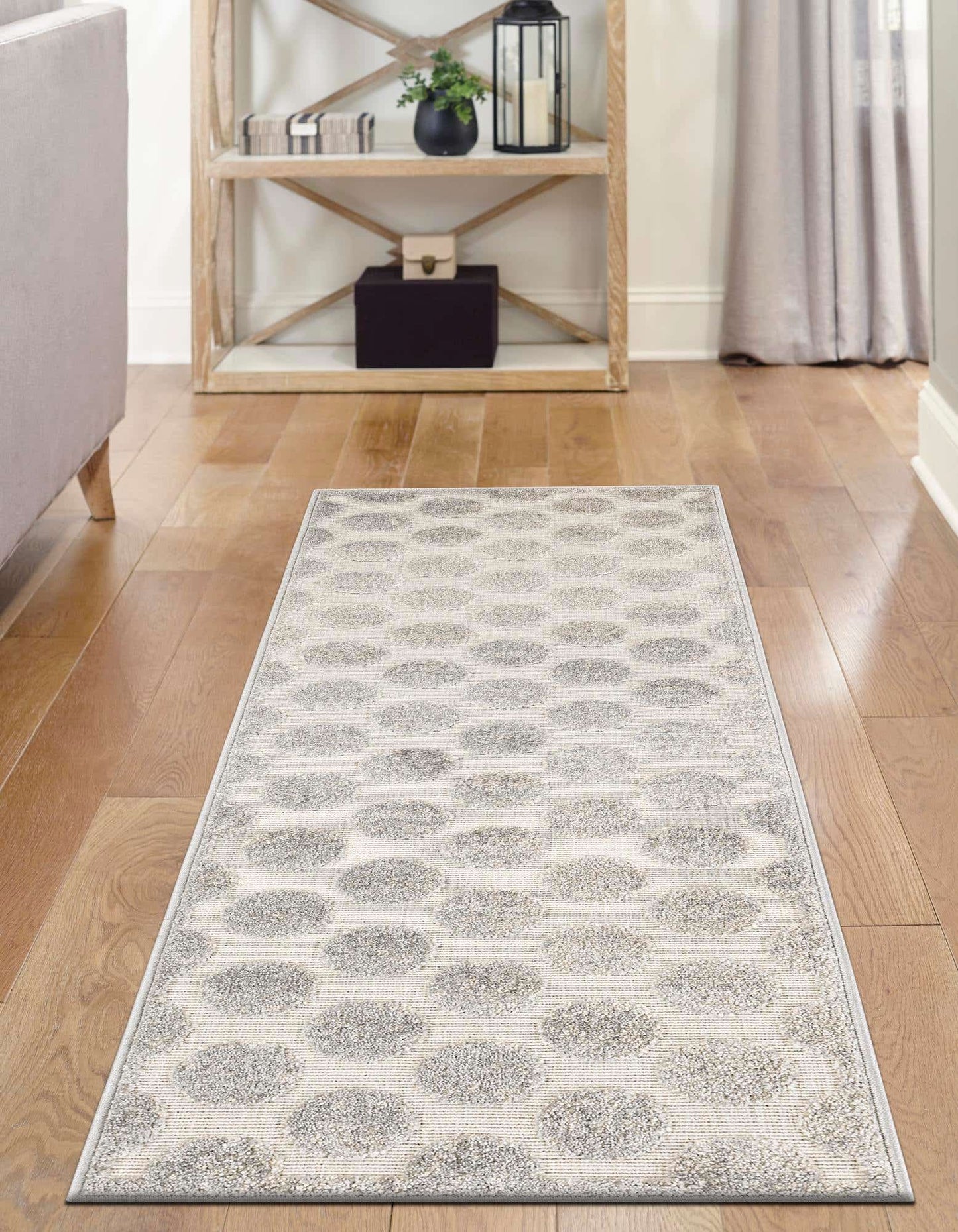 Gray Sabrina Soto Indoor/Outdoor Runner Rug with Circles