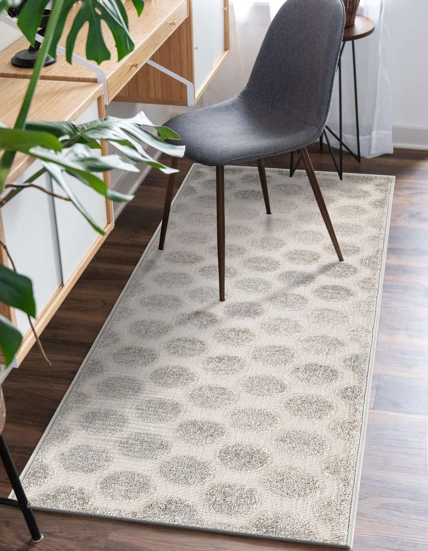 Gray Sabrina Soto Indoor/Outdoor Runner Rug with Circles