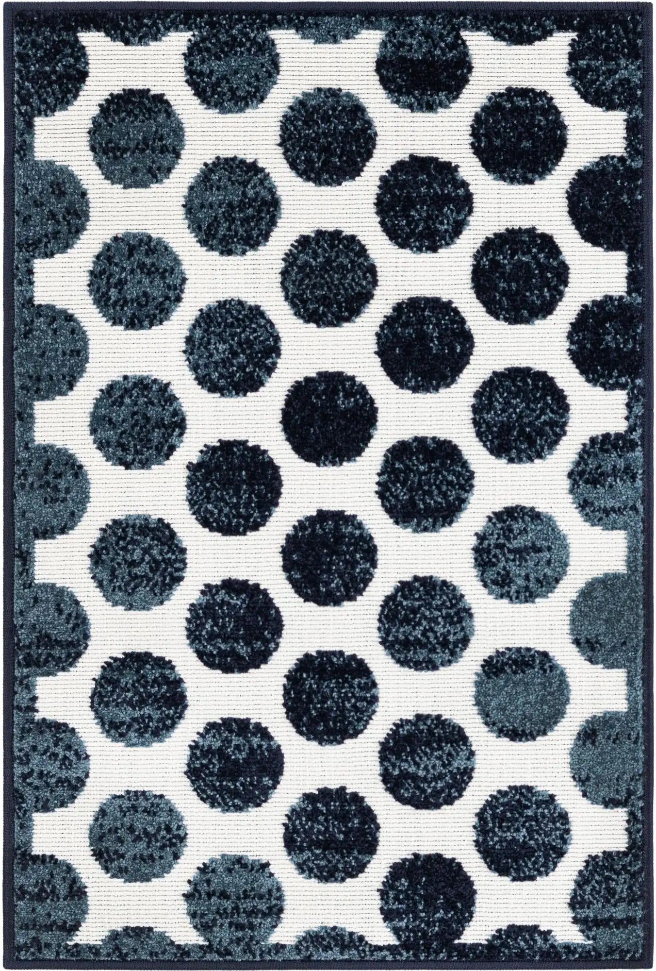 Navy Blue Sabrina Soto Indoor/Outdoor Rectangle Rug with Circles