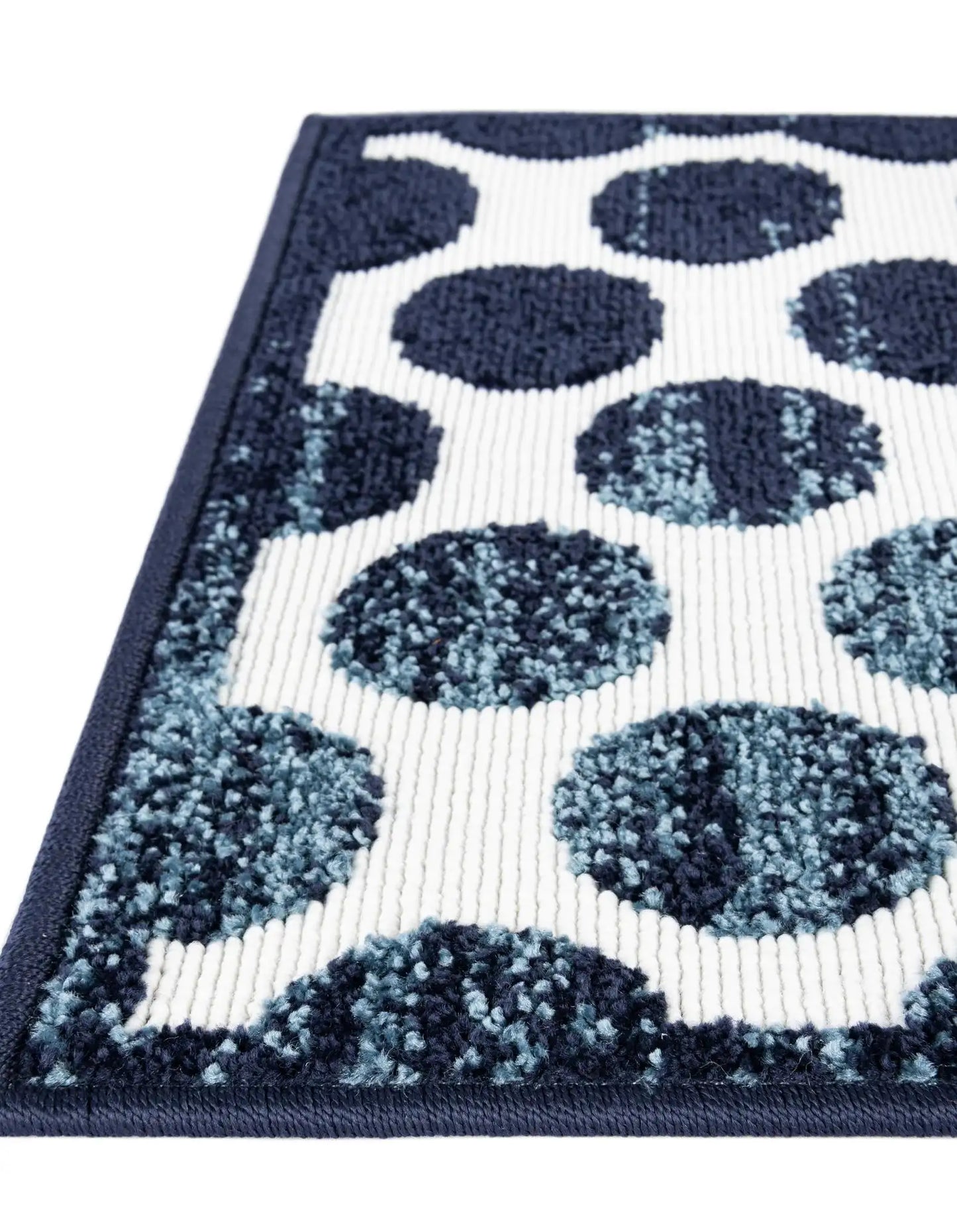 Navy Blue Sabrina Soto Indoor/Outdoor Square Rug with Circles