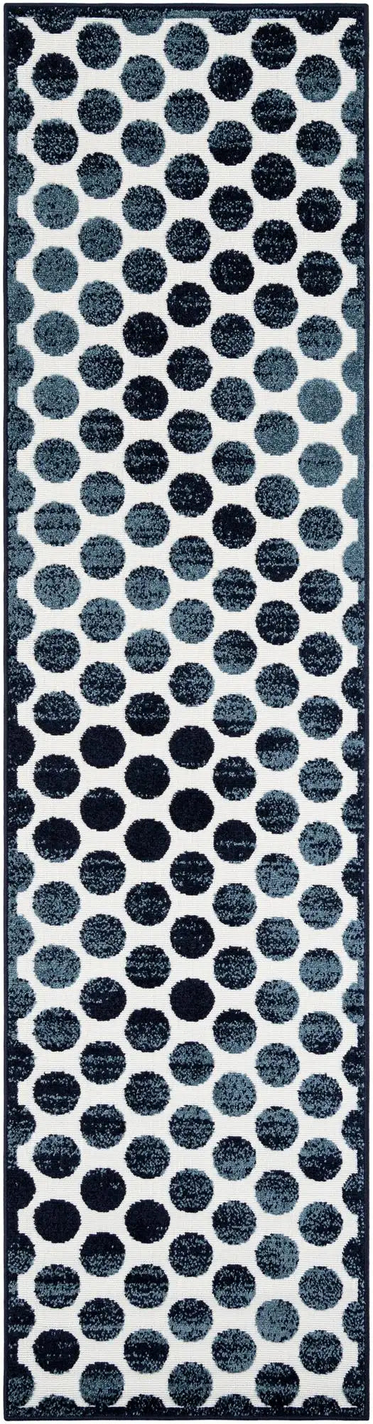 Navy Blue Sabrina Soto Indoor/Outdoor Runner Rug with Circles