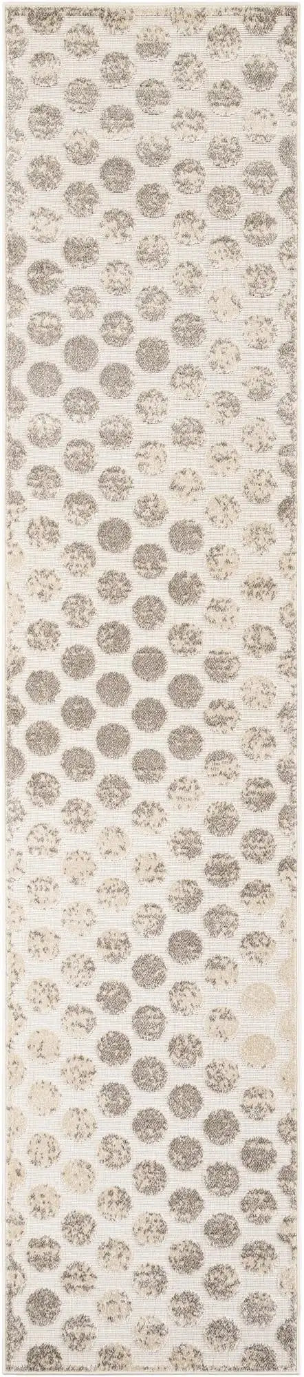 Beige and Ivory Sabrina Soto Indoor/Outdoor Runner Rug with Circles