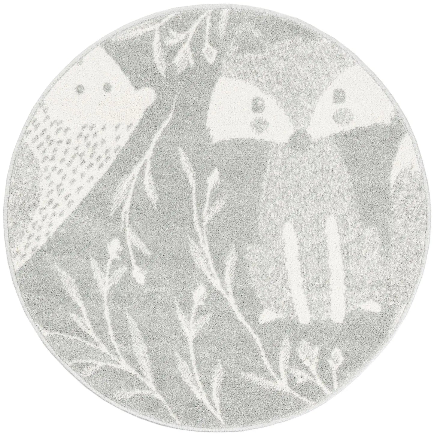 Gray Animals Whimsy Round Rug