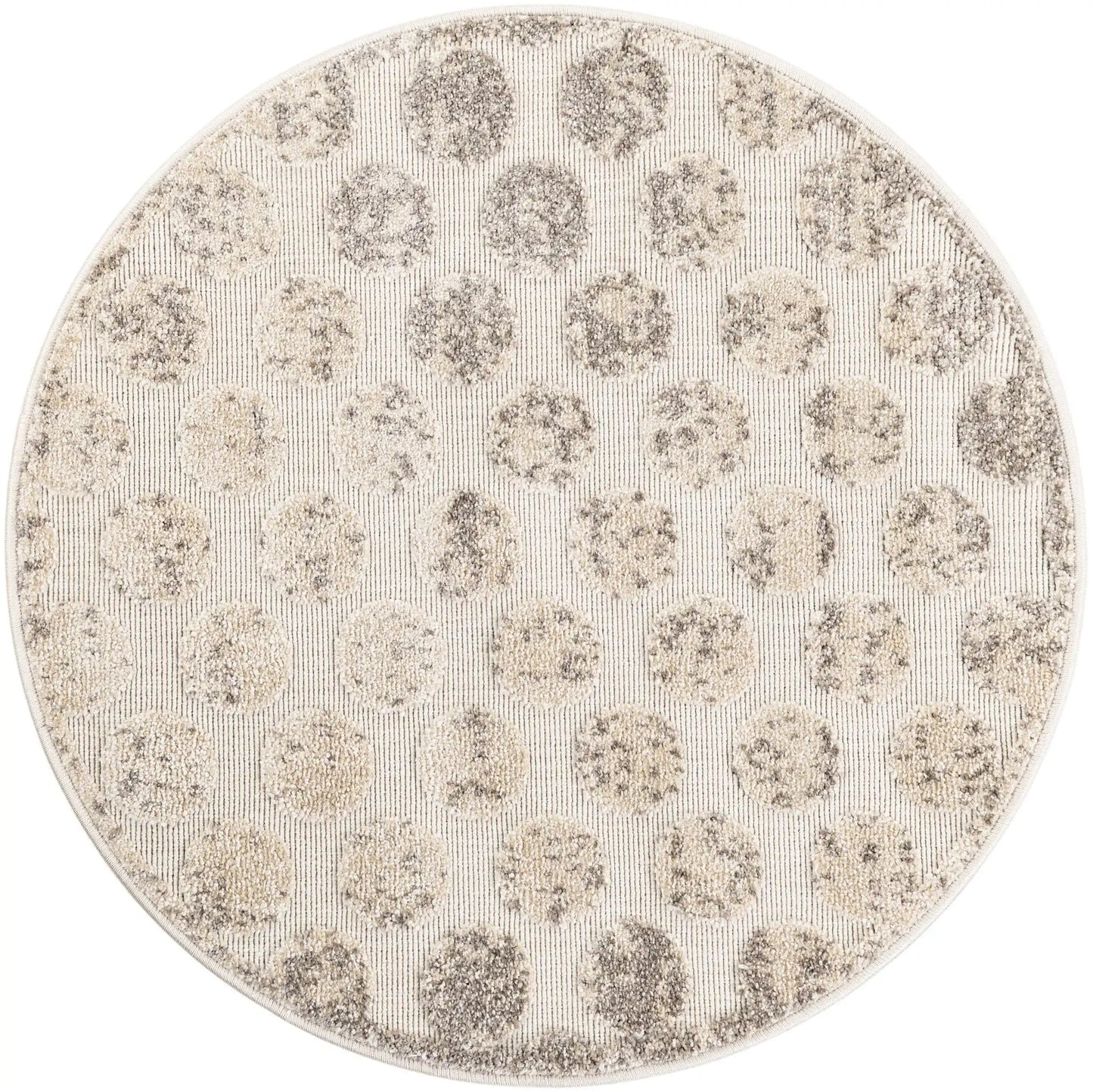 Gray Sabrina Soto Indoor/Outdoor Round Rug with Circles