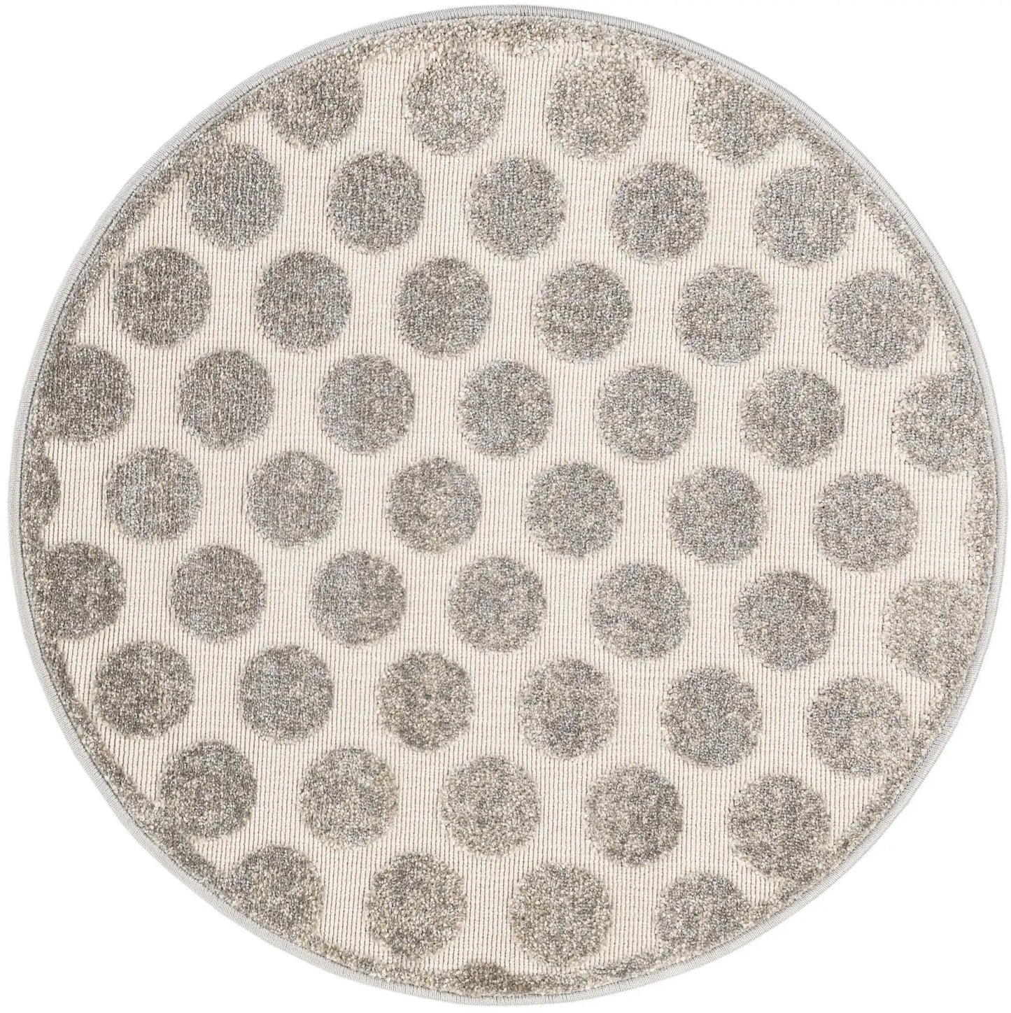 Gray Sabrina Soto Indoor/Outdoor Round Rug with Circles