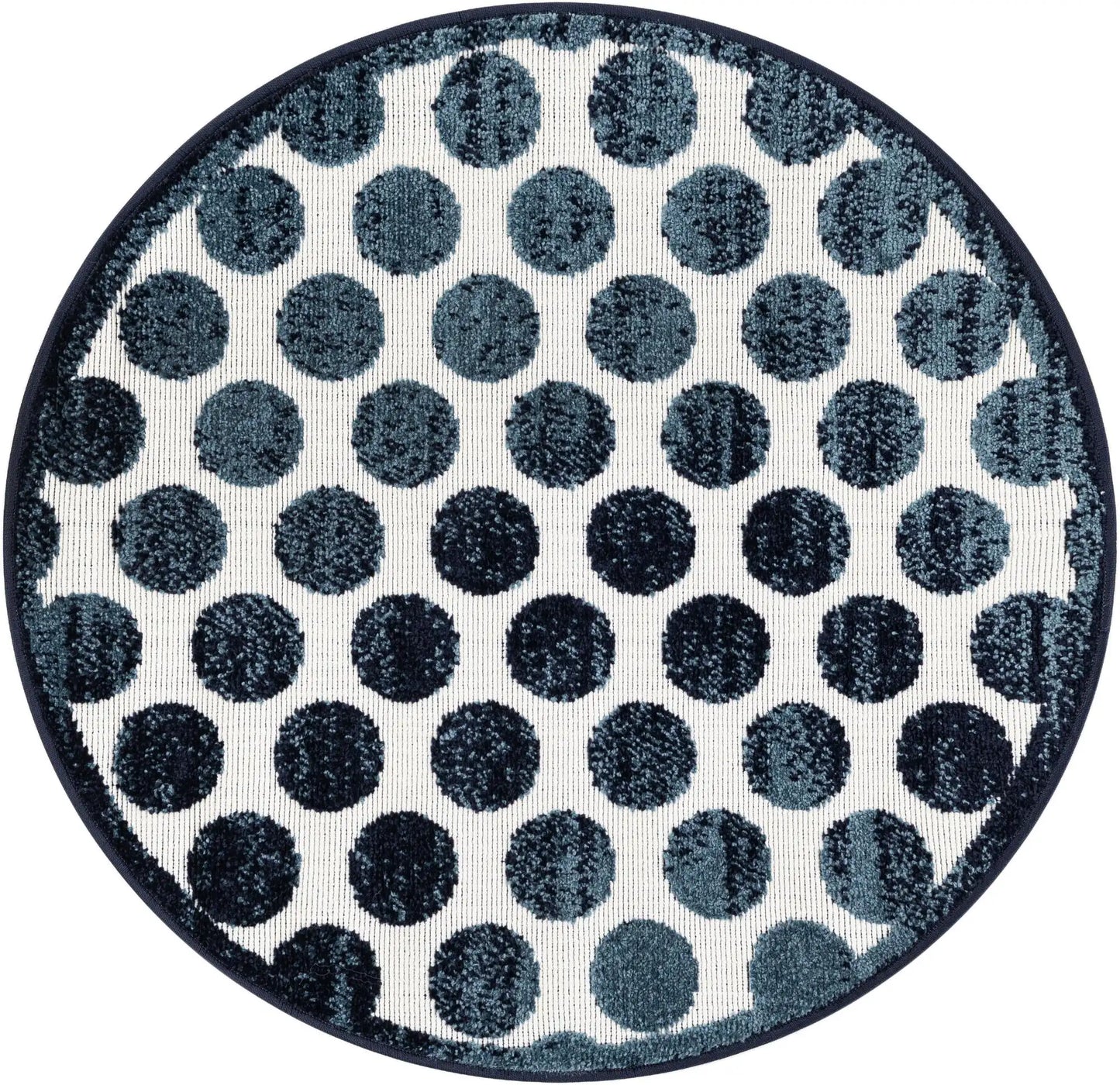 Gray Sabrina Soto Indoor/Outdoor Round Rug with Circles