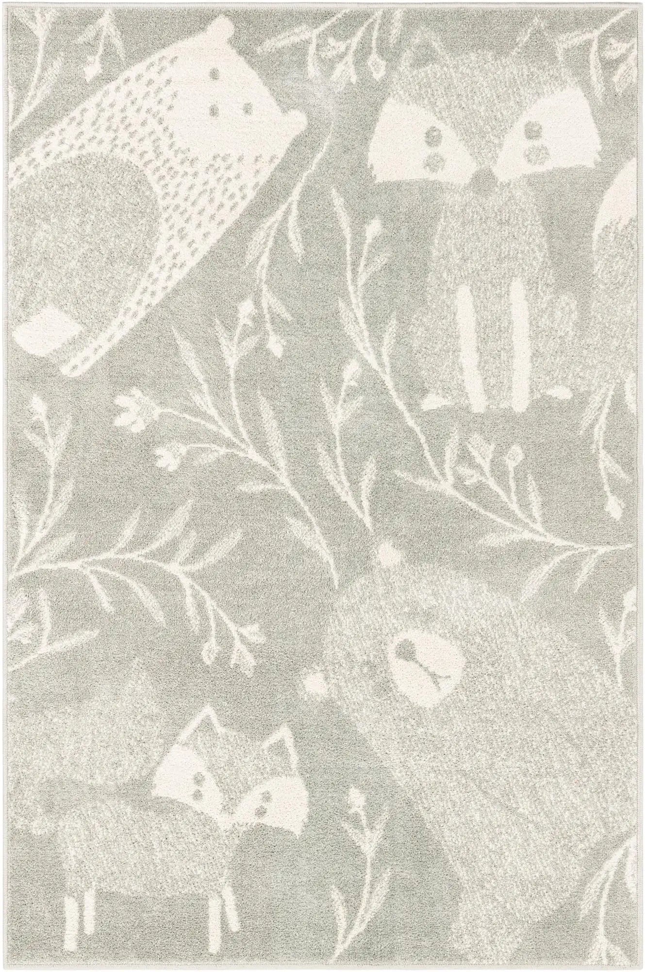 Gray Animals Whimsy Rectangle Rug