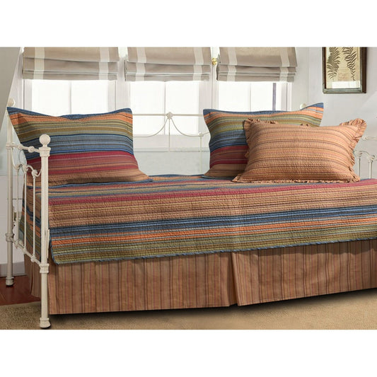 Bedroom > Comforters And Sets - Reversible 5-Piece Daybed Set With Bed-skirt And Three Pillow Shams