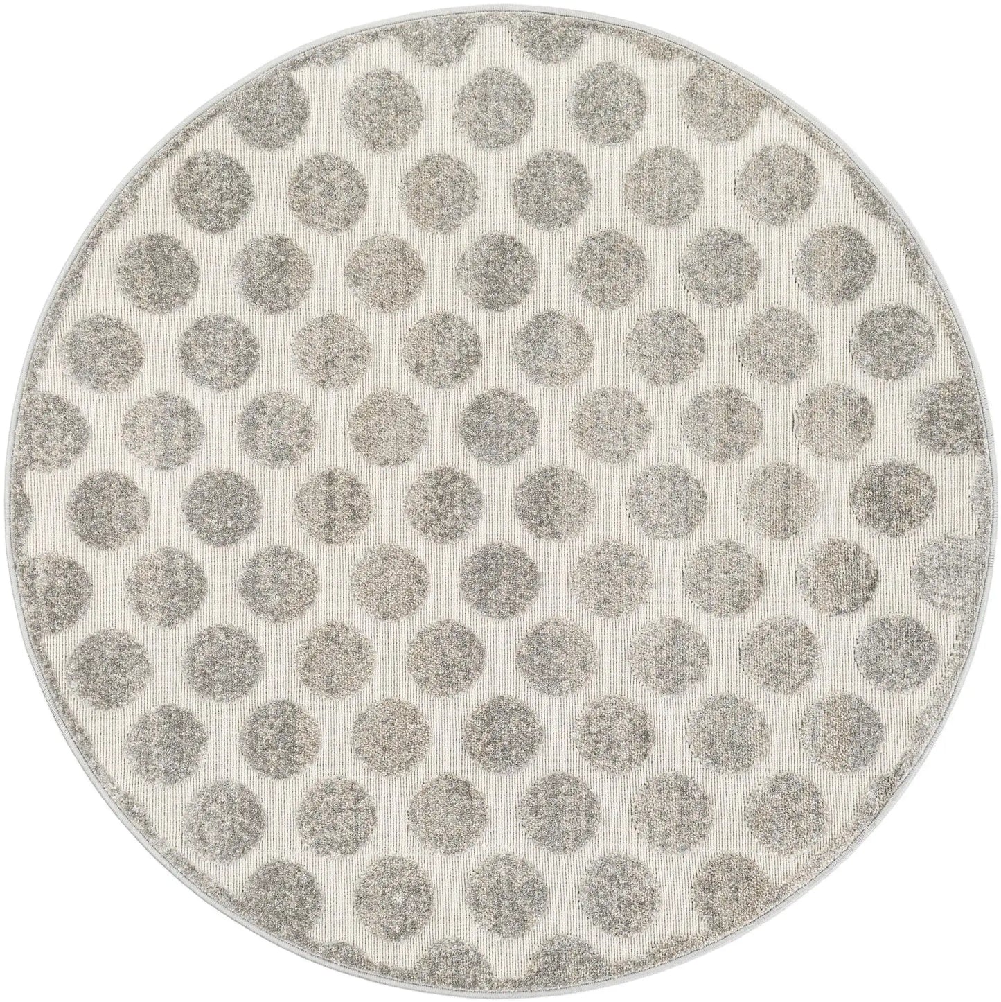 Gray Sabrina Soto Indoor/Outdoor Round Rug with Circles