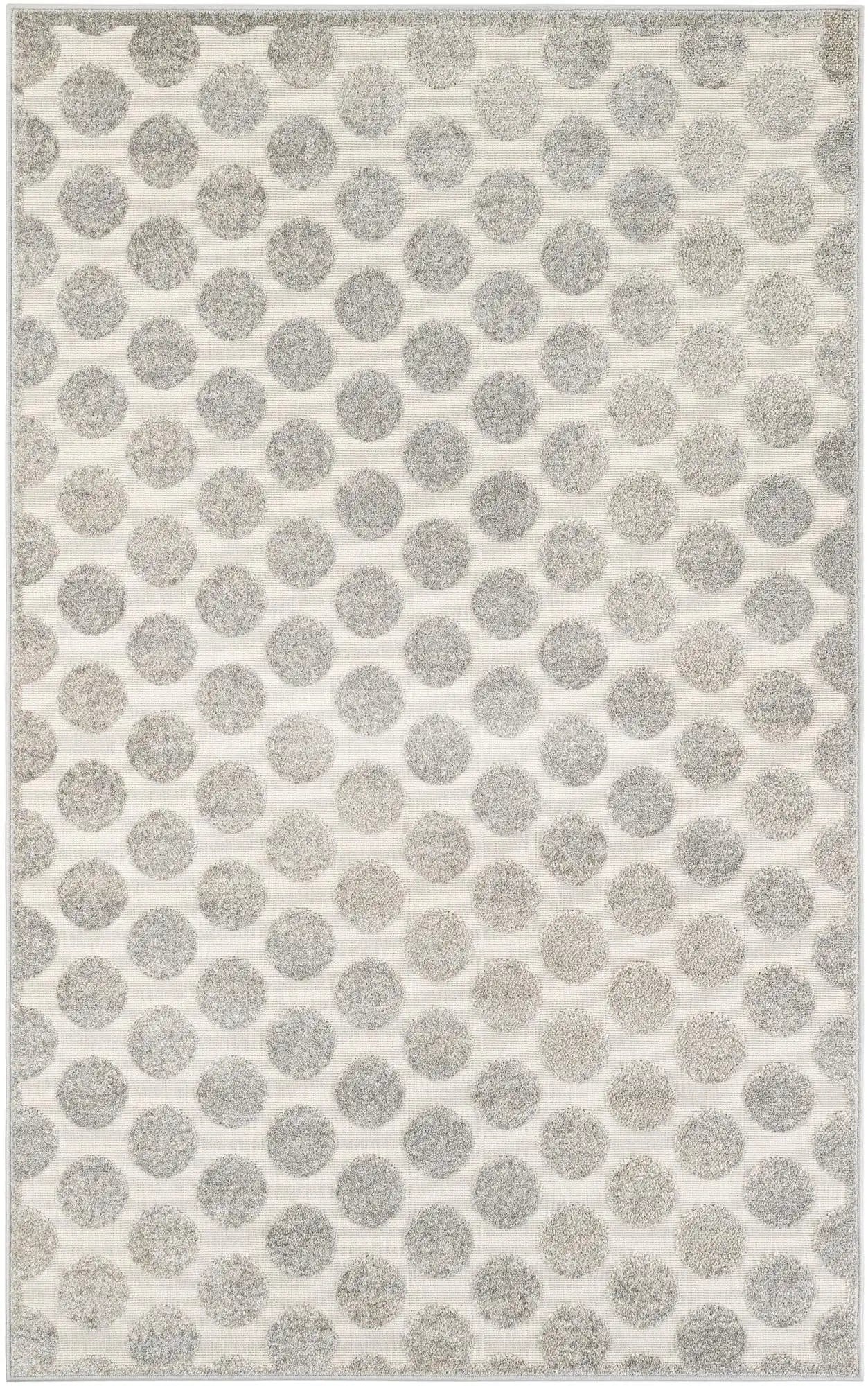 Beige and Ivory Sabrina Soto Indoor/Outdoor Rectangle Rug with Circles