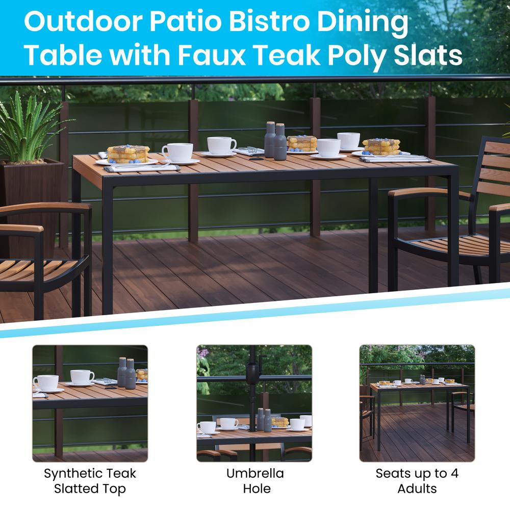 3 Piece Patio Table Set - 30" x 48" Patio Table with Red Umbrella and Base