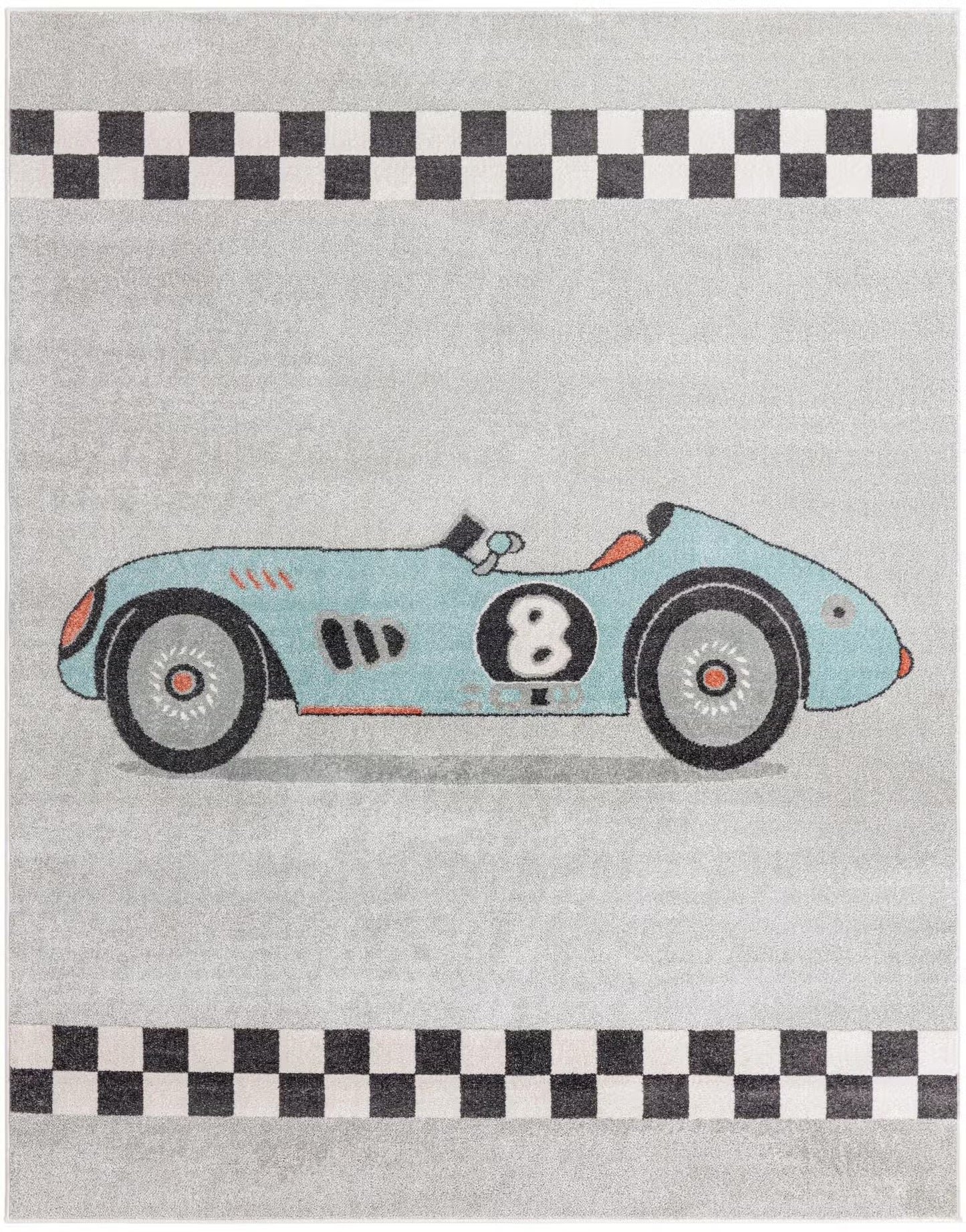 Gray Race Car Whimsy Rectangle Rug