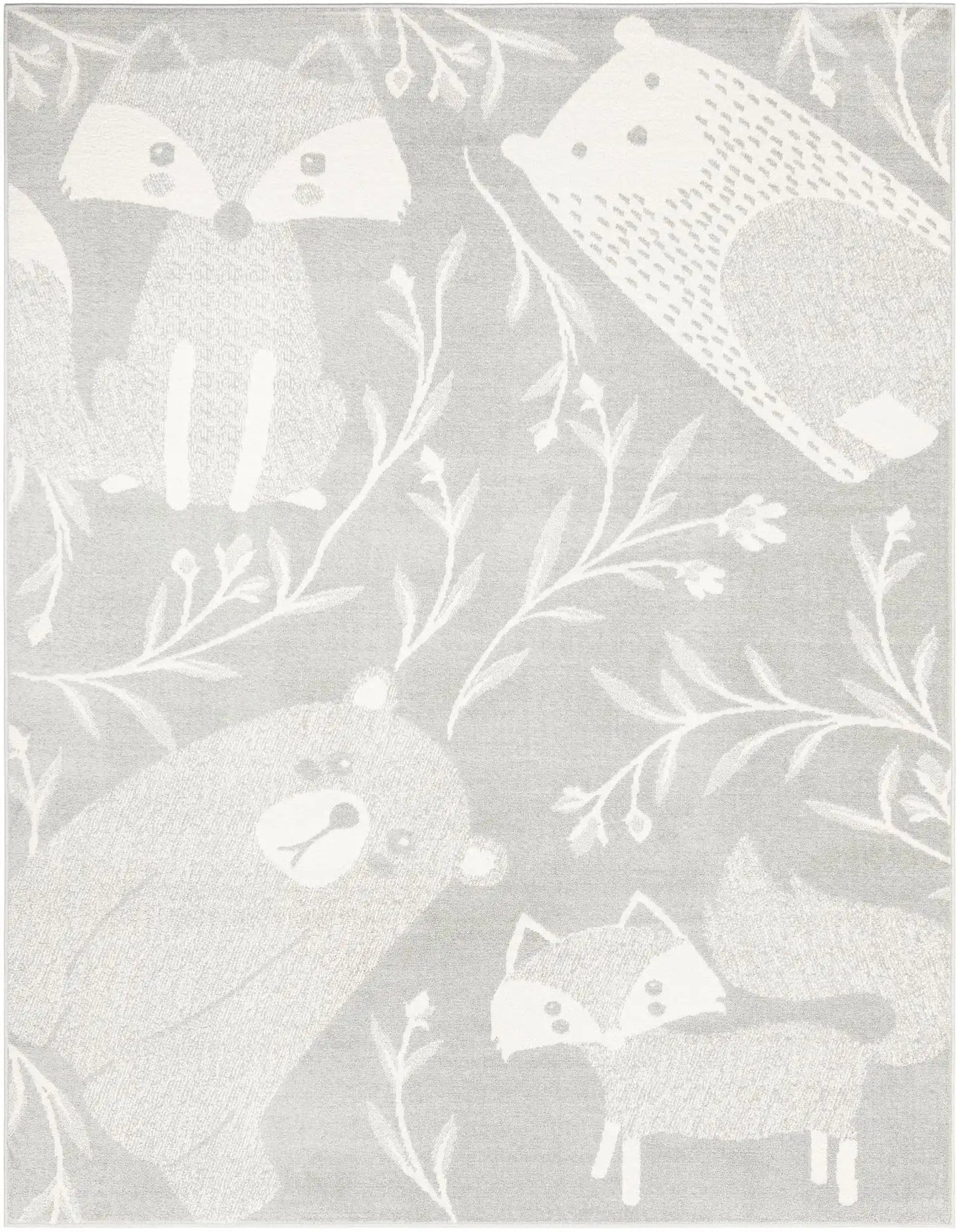 Gray Animals Whimsy Rectangle Rug